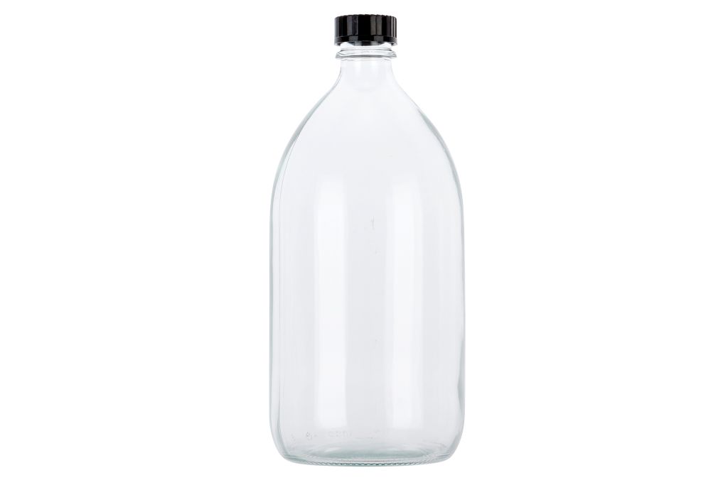 Probenahmeglasflasche inkl. Deckel, 1000 ml | weiß | GL28