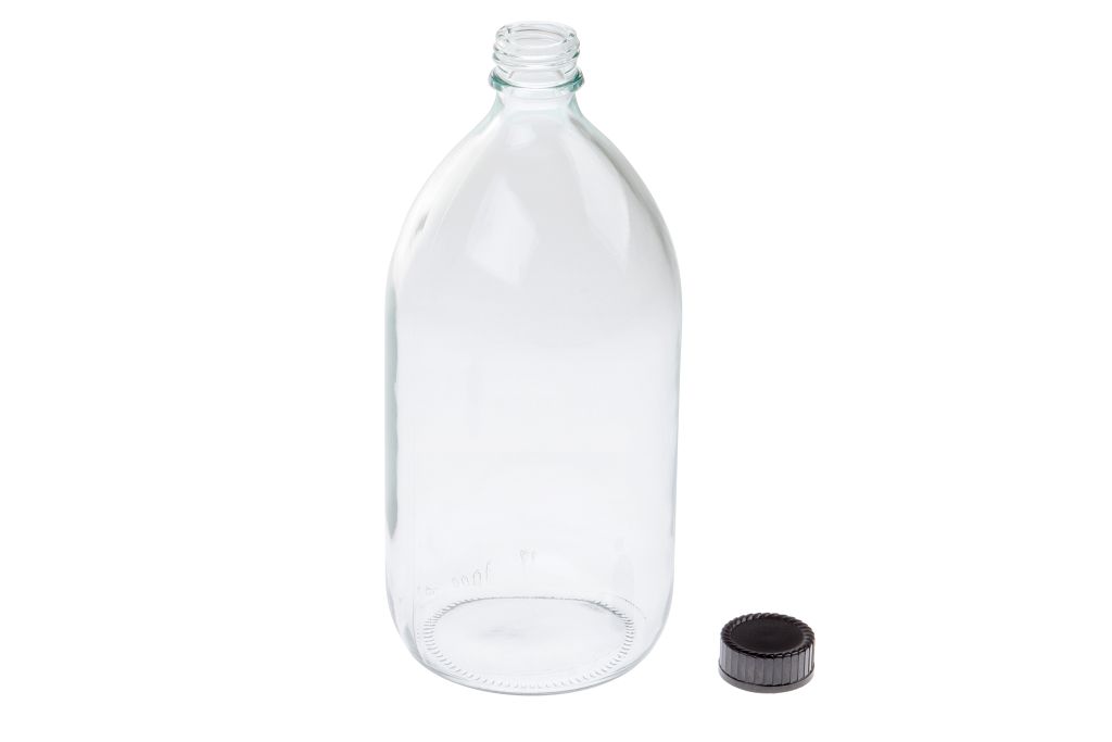Probenahmeglasflasche inkl. Deckel, 1000 ml | weiß | GL28